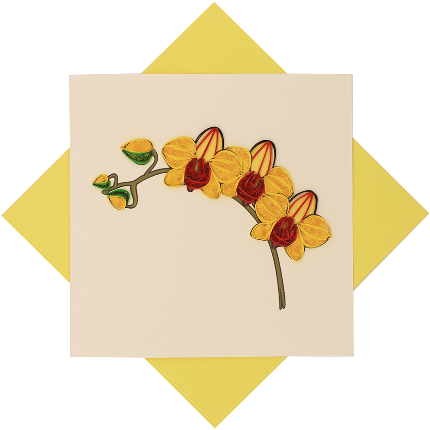 Quilled Yellow Orchid Card